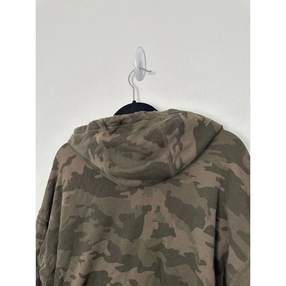ATM Camo Full Zip Jacket Sweater Hooded Green Army Grunge Distressed Women Small